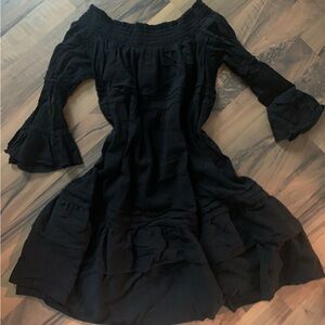 Off the shoulder gauze mini dress